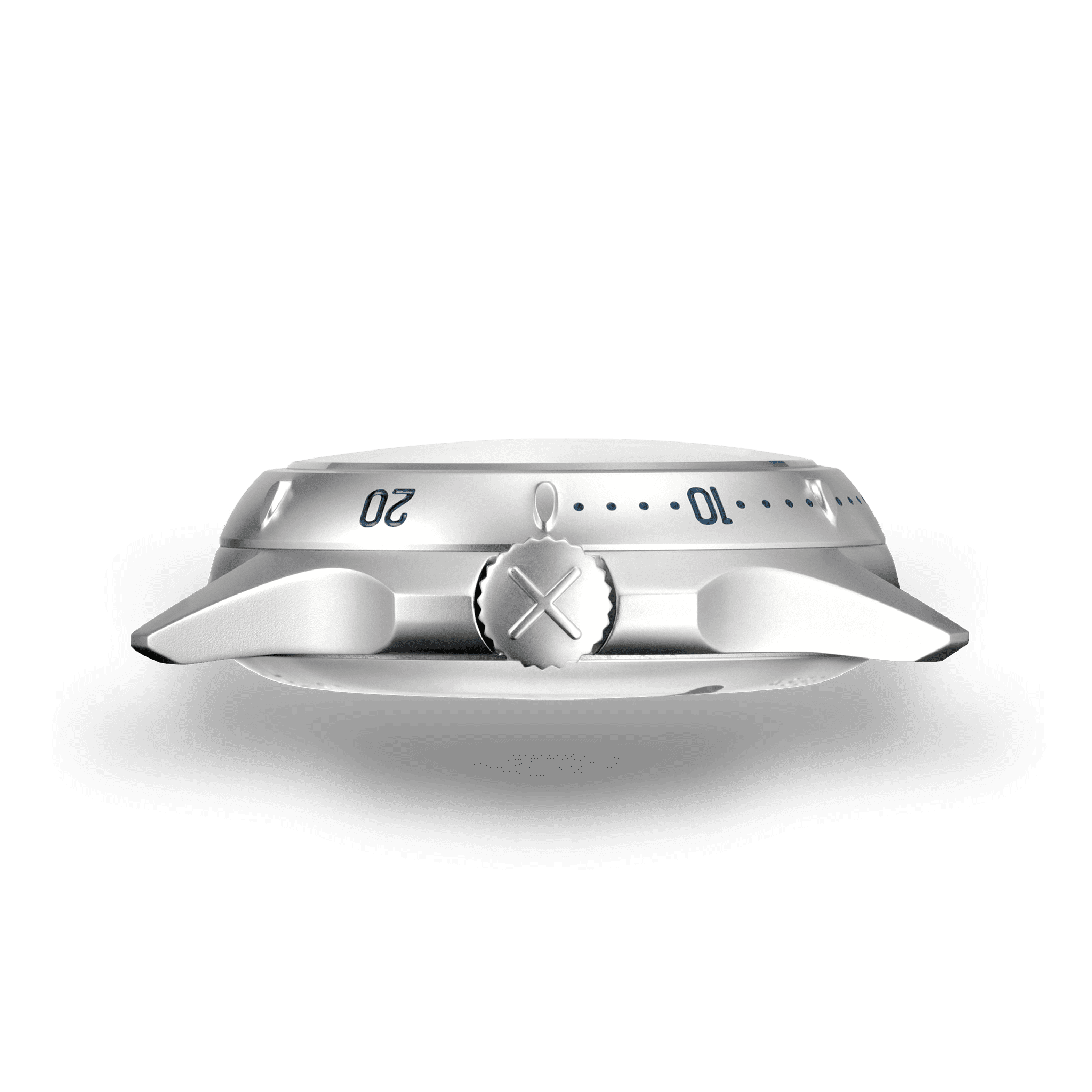 Vue latérale de la Montre de plongée Neotype Watches, montrant l'épaisseur du boîtier et le profil élégant conçu pour la performance en profondeur.