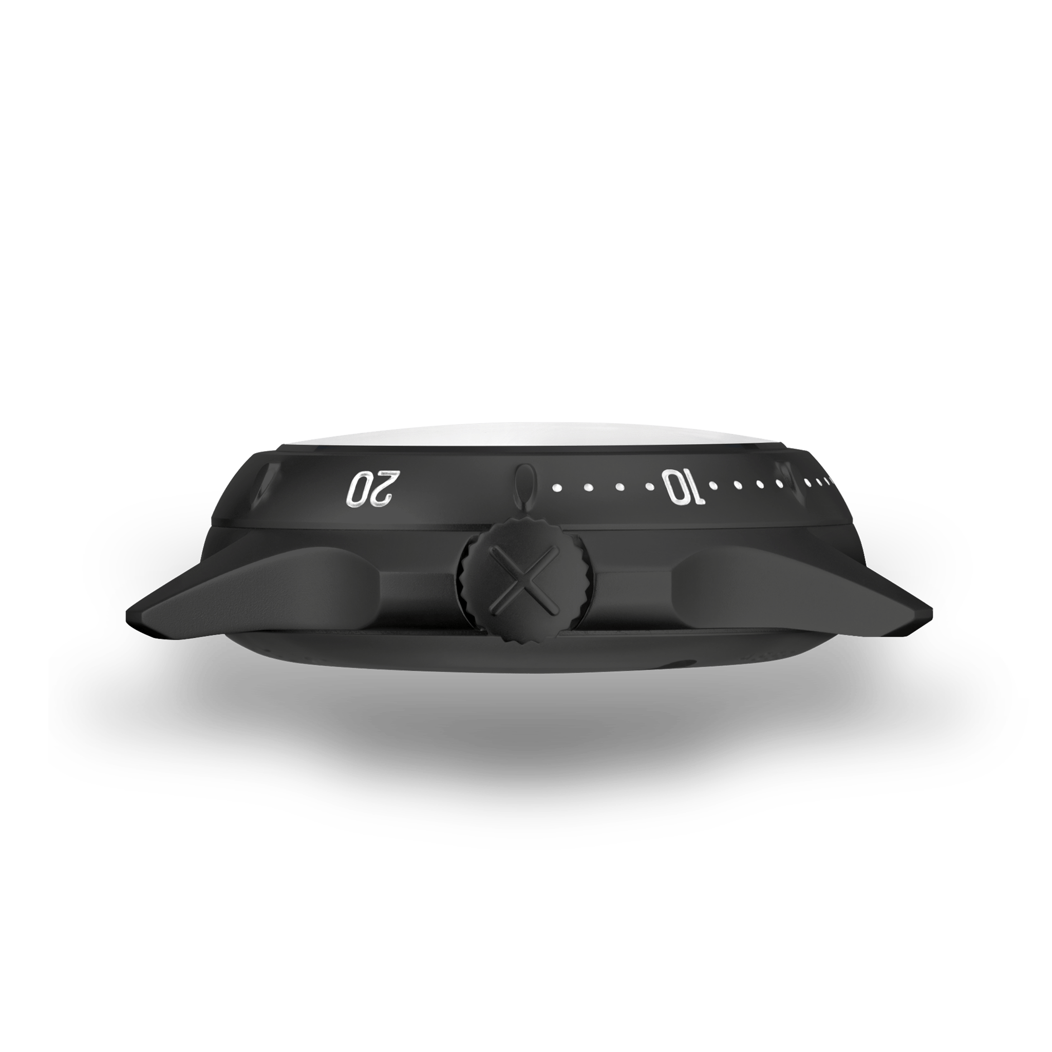 Profil de la Montre de plongée Neotype Watches en acier PVD noir, illustrant son épaisseur et son design élégant.