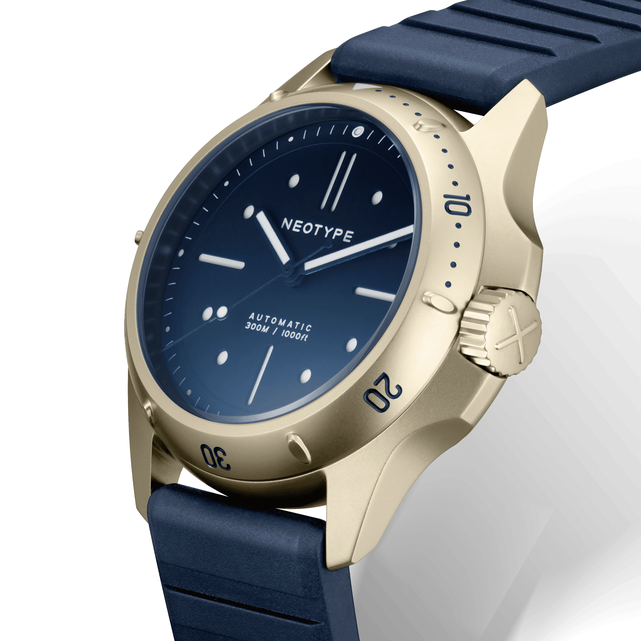 LM01 Type D - Acier PVD Or / Bleu | NEOTYPE WATCHES montre de luxe homme