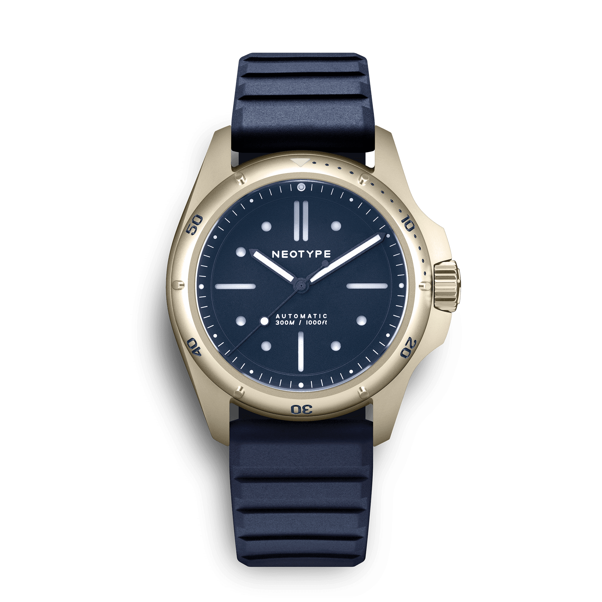 LM01 Type D - Acier PVD Or / Bleu | NEOTYPE WATCHES toolwatch