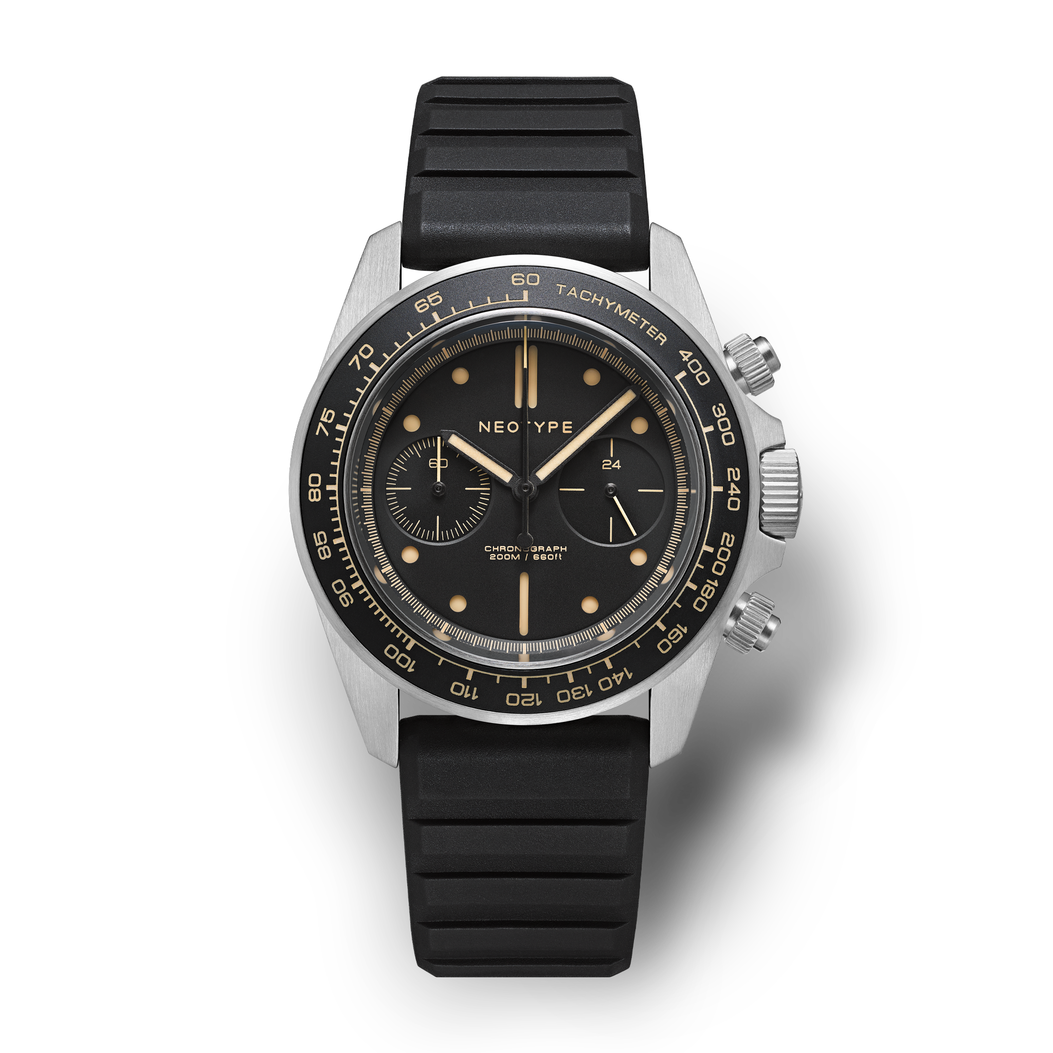 STAINLESS STEEL – BLACK DIAL + OLD RADIUM