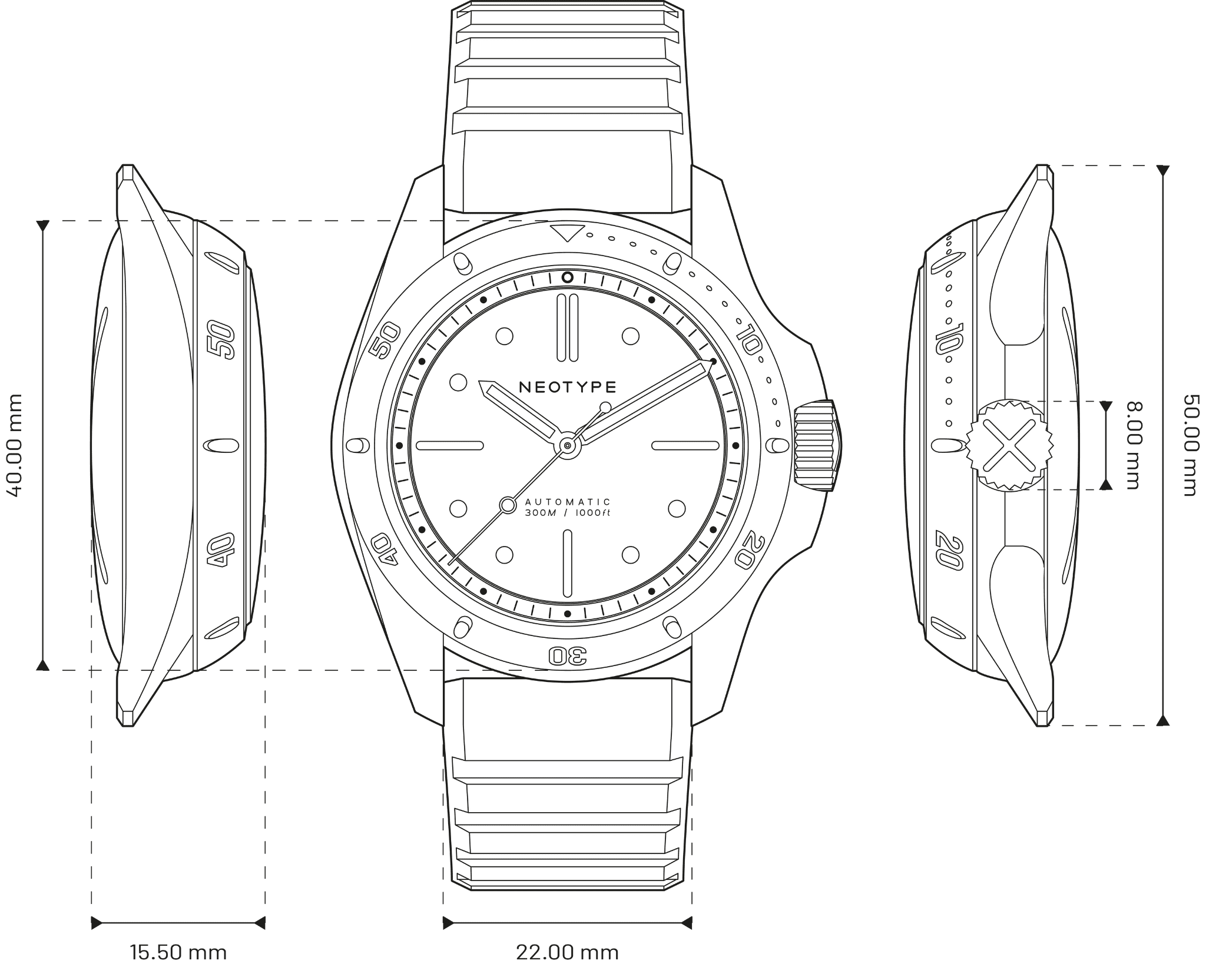 Schéma technique Neotype Watches